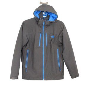 North Face Jacket Gray Blue Soft Shell Hooded Jacket Outdoor Size Large